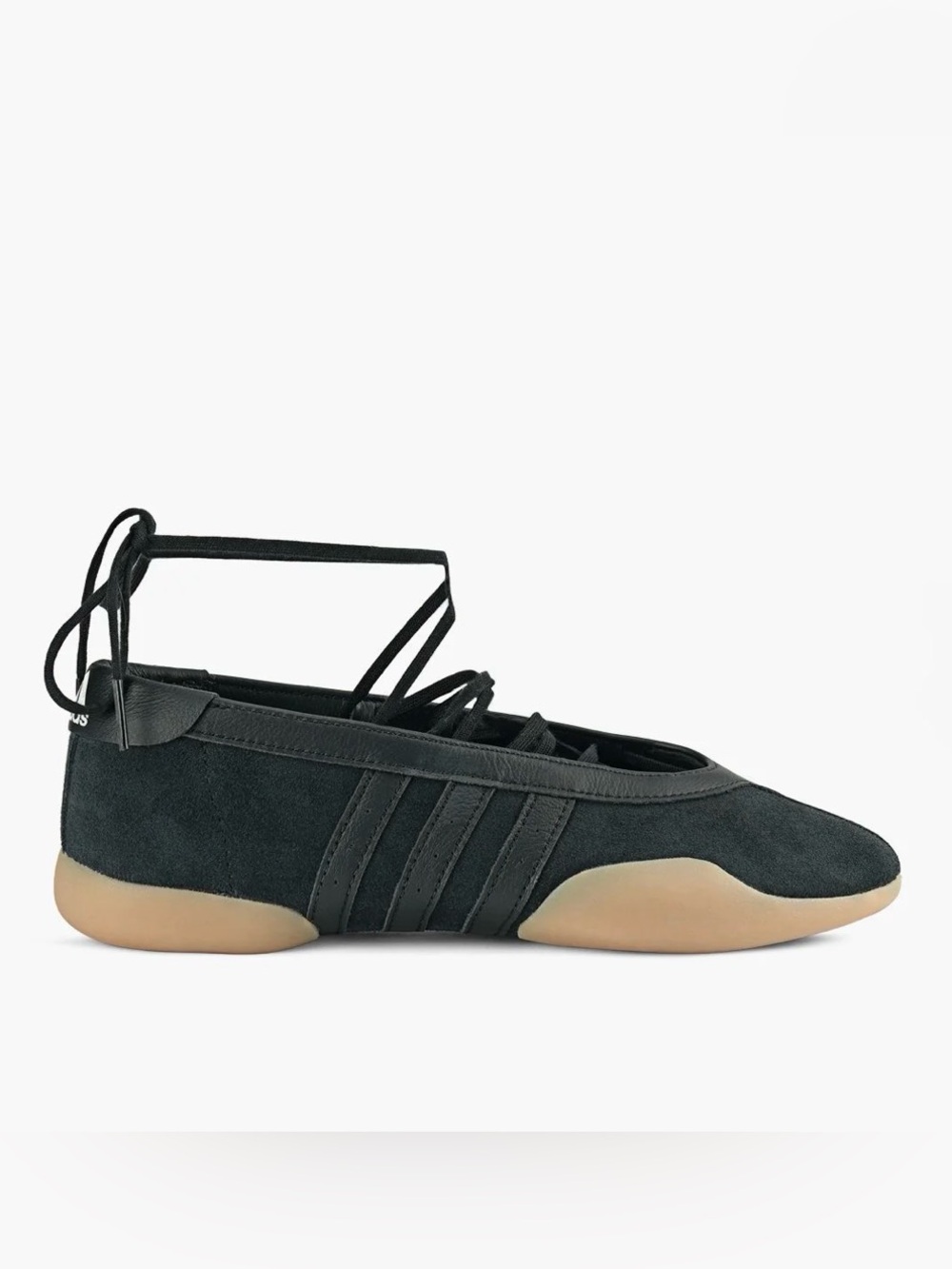 Adidas taekwondo Black Suede Lace-Up Ballet Flat with Gum Sole Sneaker Runner